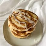 A stack of cinnamon roll pancakes