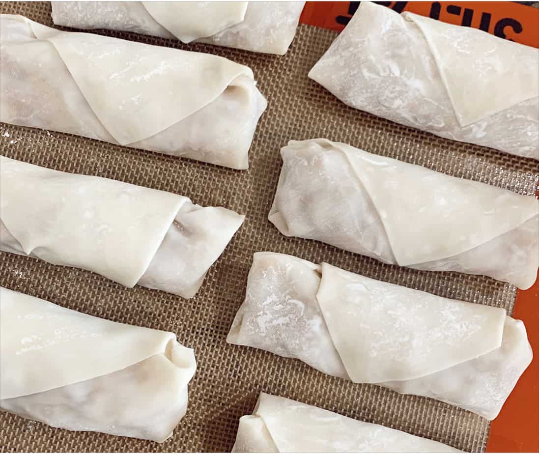 Air Fryer Apple Egg Rolls with a Caramel Dipping Sauce