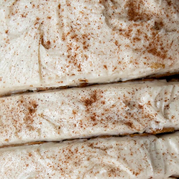 Close up of Vegan Chai Banana Bread Frosting