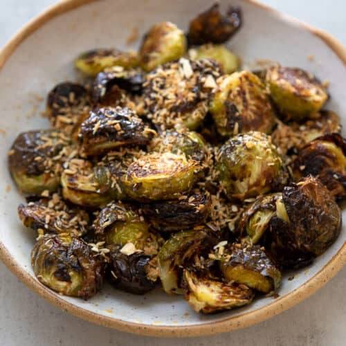 Maple Glazed Brussels Sprouts with Toasted Coconut