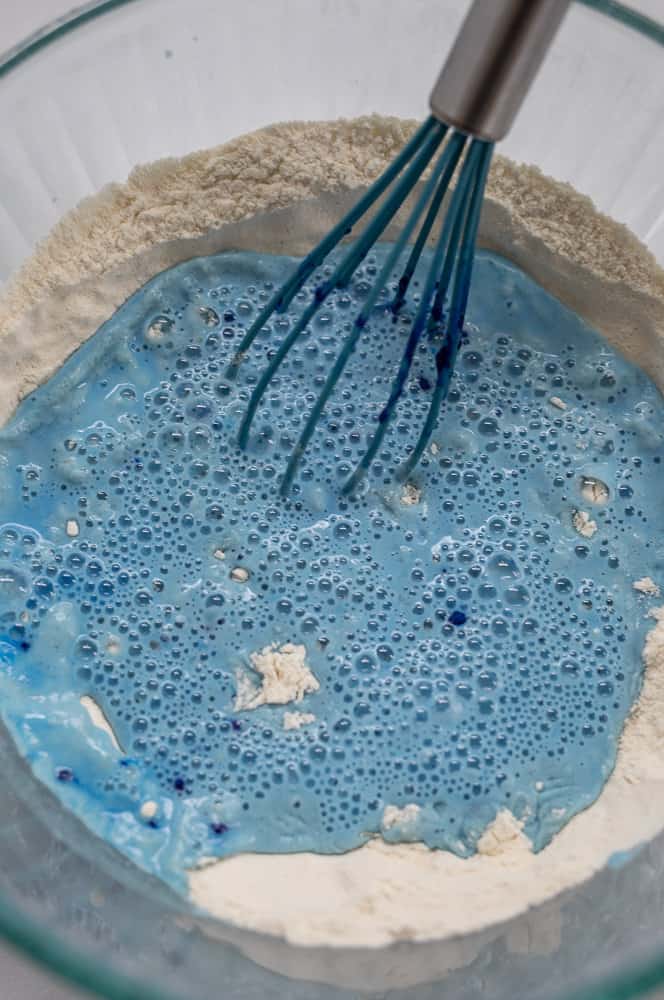 Blue pancakes with blue spirulina