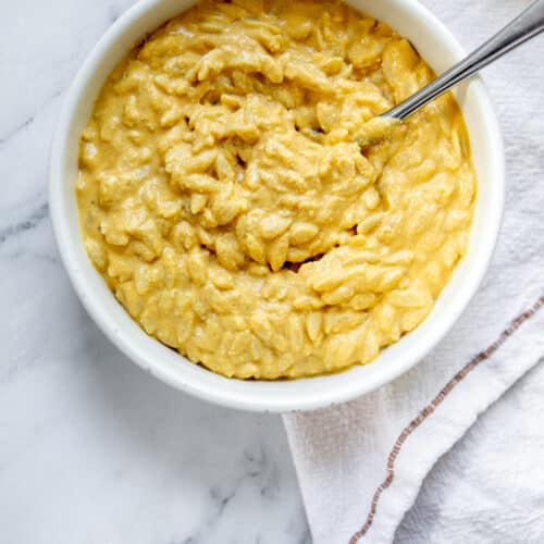 creamy orzo served in a bowl
