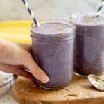 gut health smoothie topped with hemp seeds
