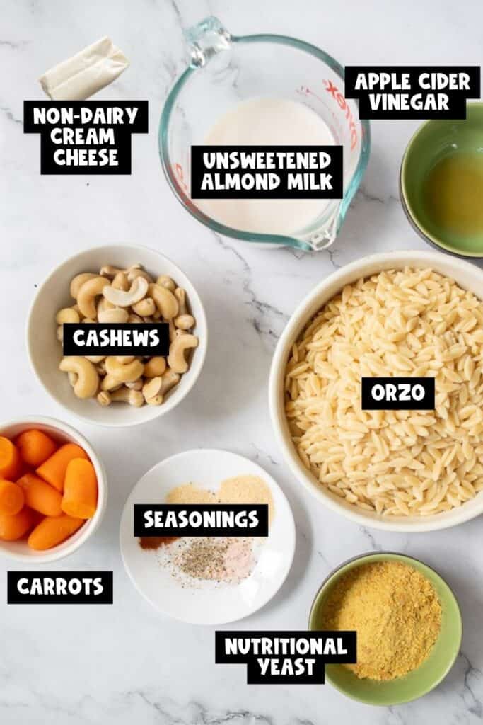 ingredients for creamy orzo