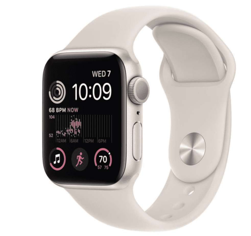 An apple watch with pink band