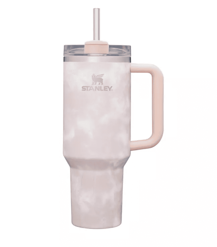 A pink stanley tie dye tumbler