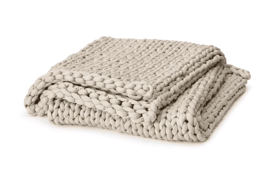 A tan weighted cooling blanket.