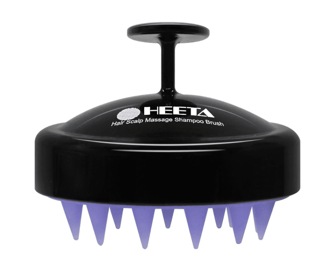 A black and purple scalp massager