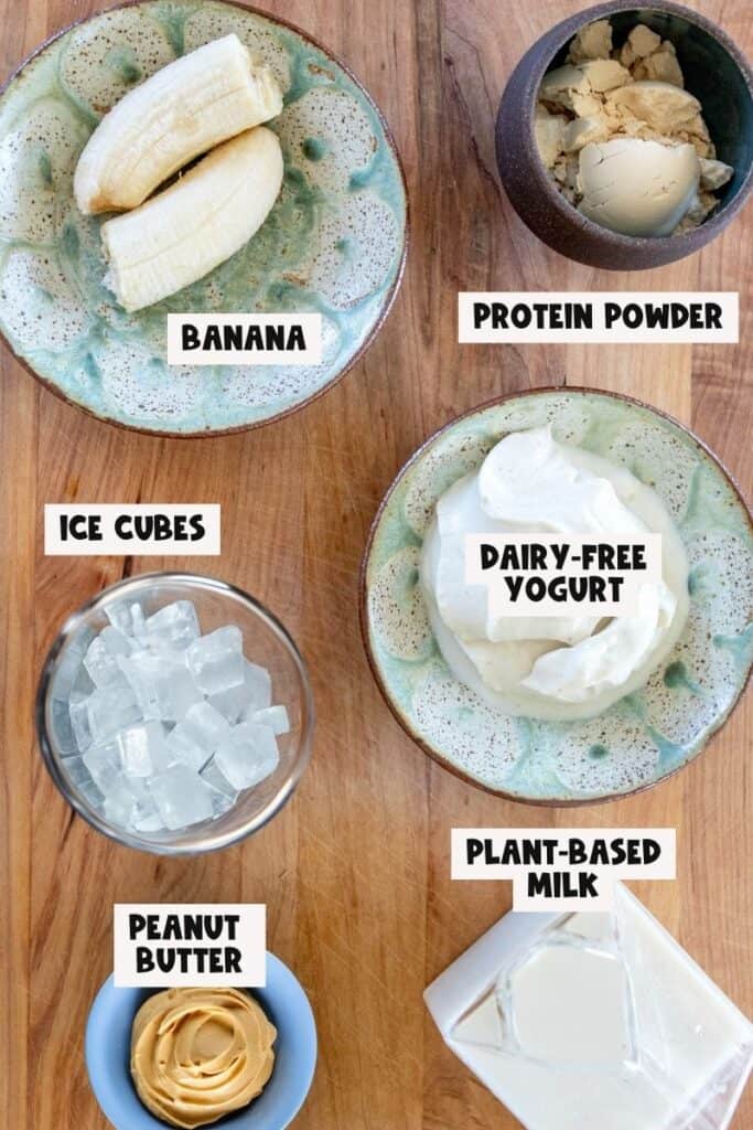 Ingredients for plant based protein smoothie