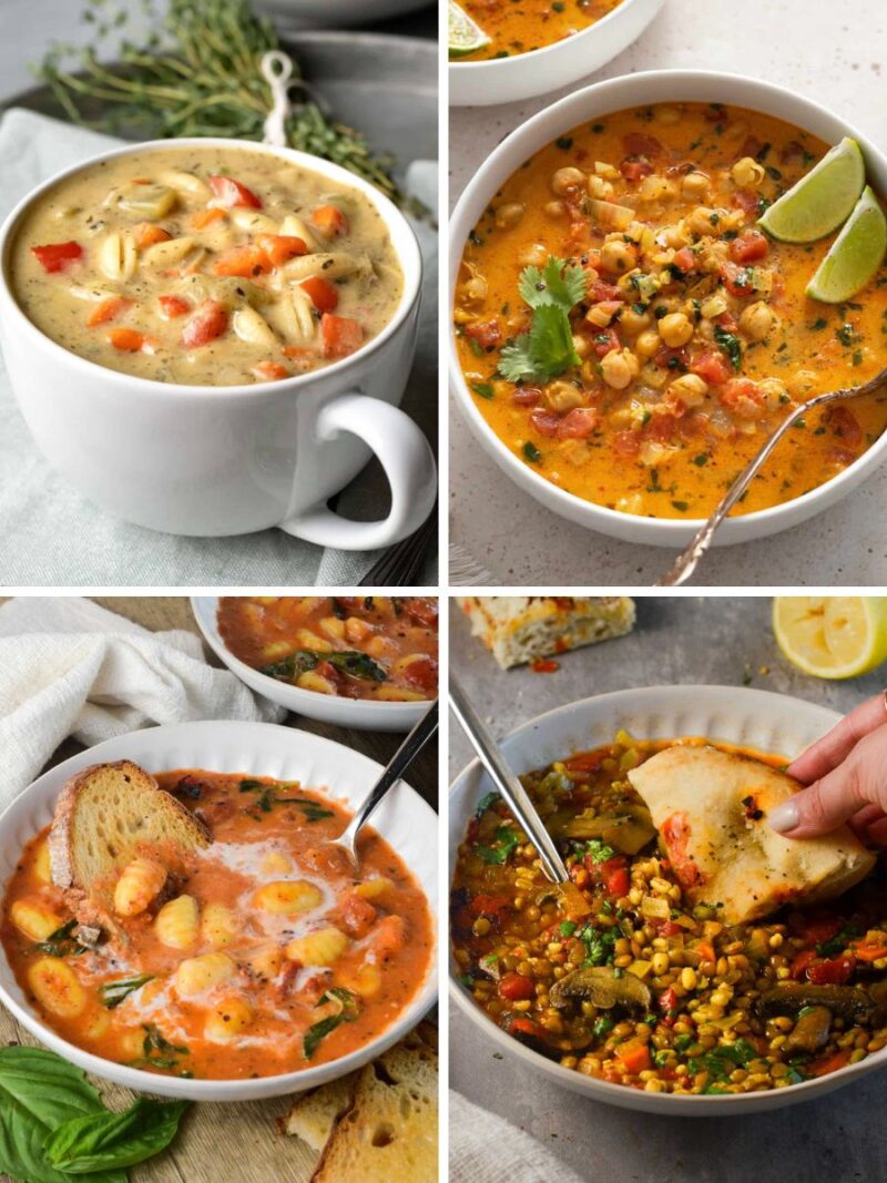 Vegan soup recipes collage