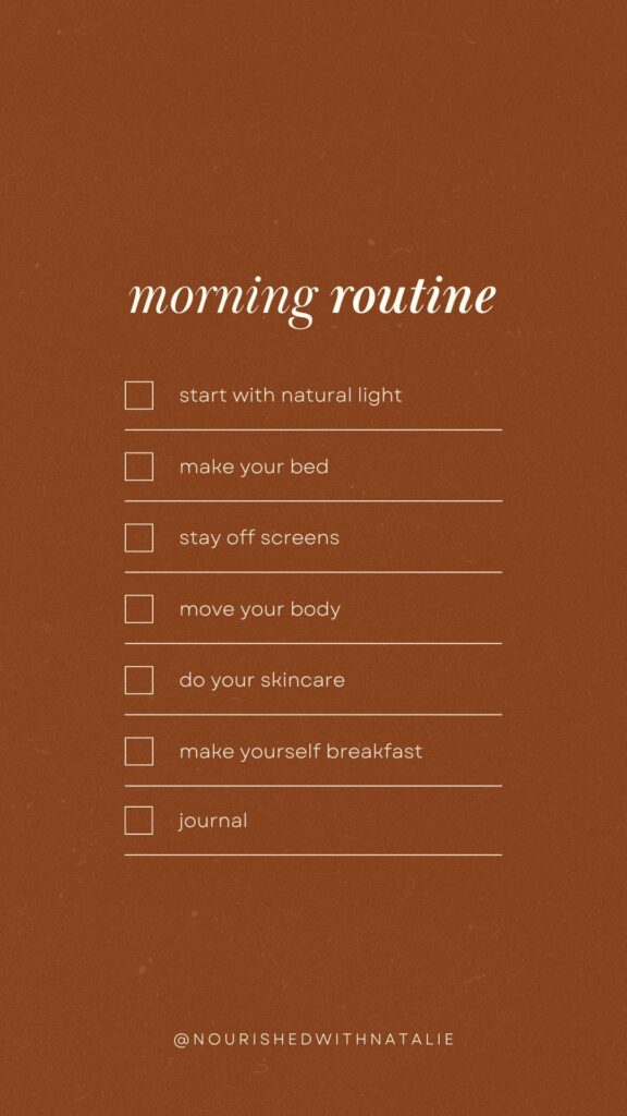 A checklist of morning routine habits