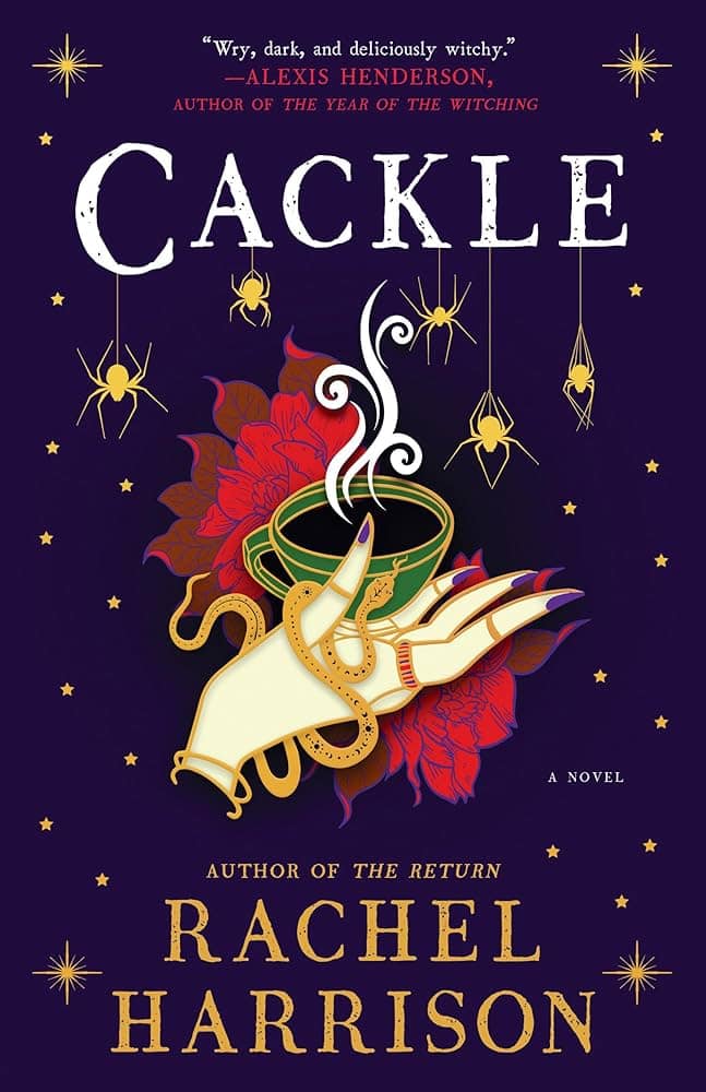 Book cover for 'cackle' with a hand holding a coffee on front
