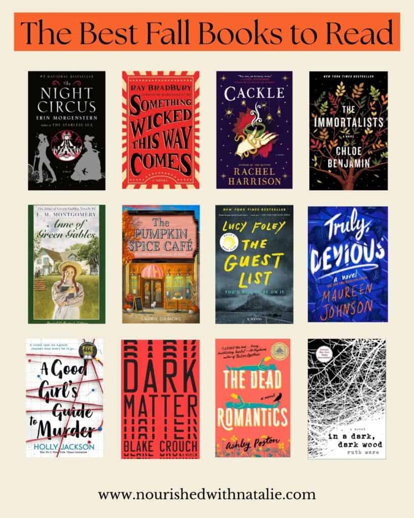 A collage showing 12 different fall-related book covers 