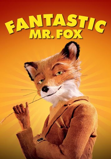 A picture of a cartoon fox in a suit with the film title, 'fantastic mr.fox' at the top.
