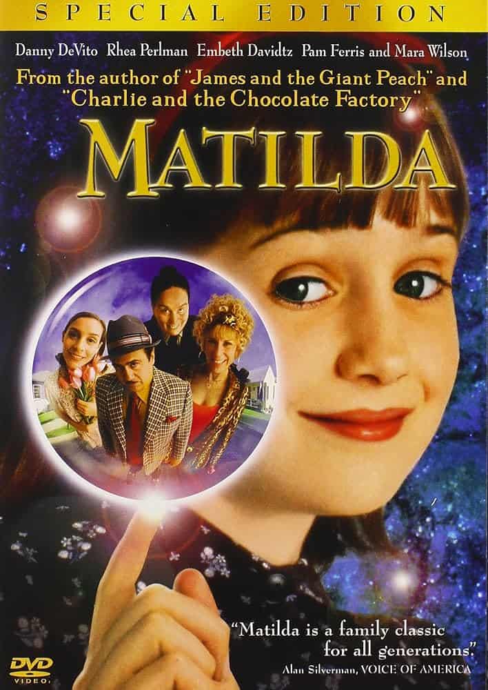 A girl holding a magic call with various characters inside and the title 'Matilda' at the top.