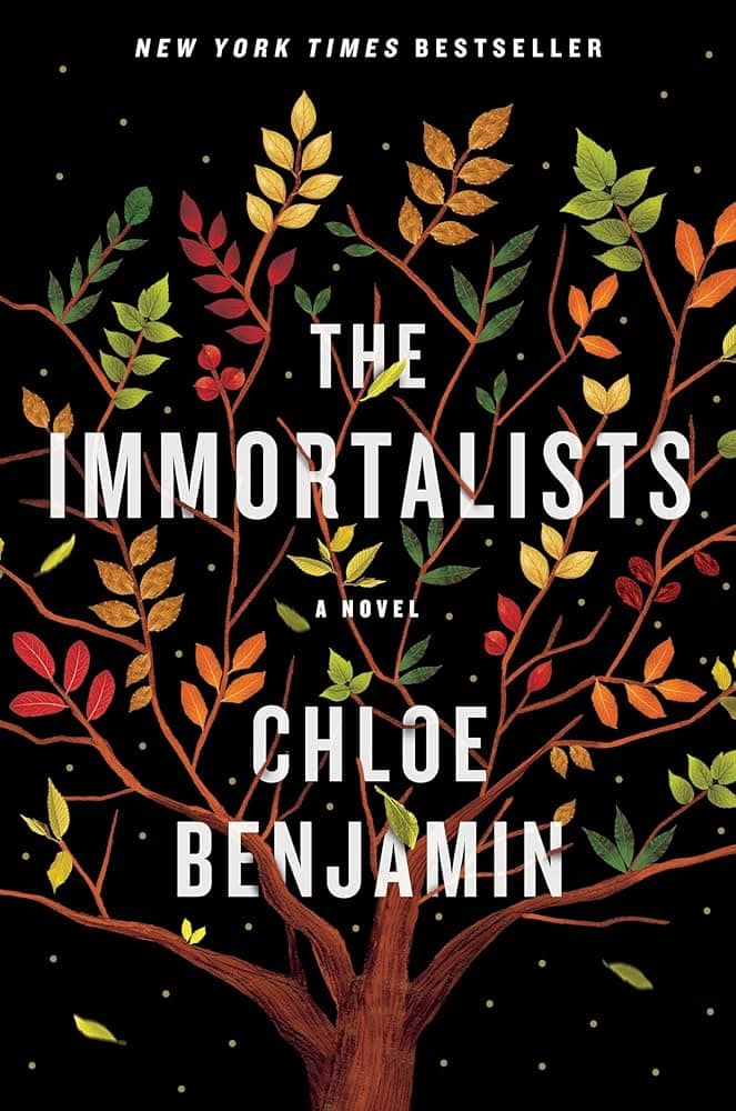 Book cover for 'the immortalists' with a tree on the cover