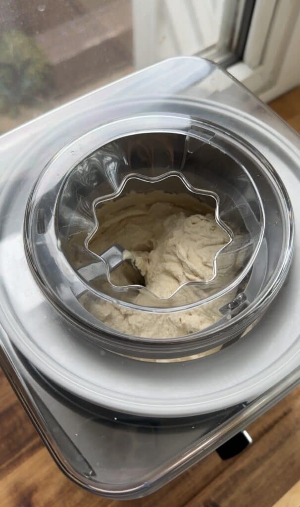 Ice cream churning in a machine
