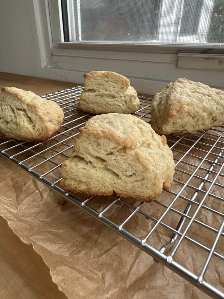 Lemon scones on a metal cooling rack